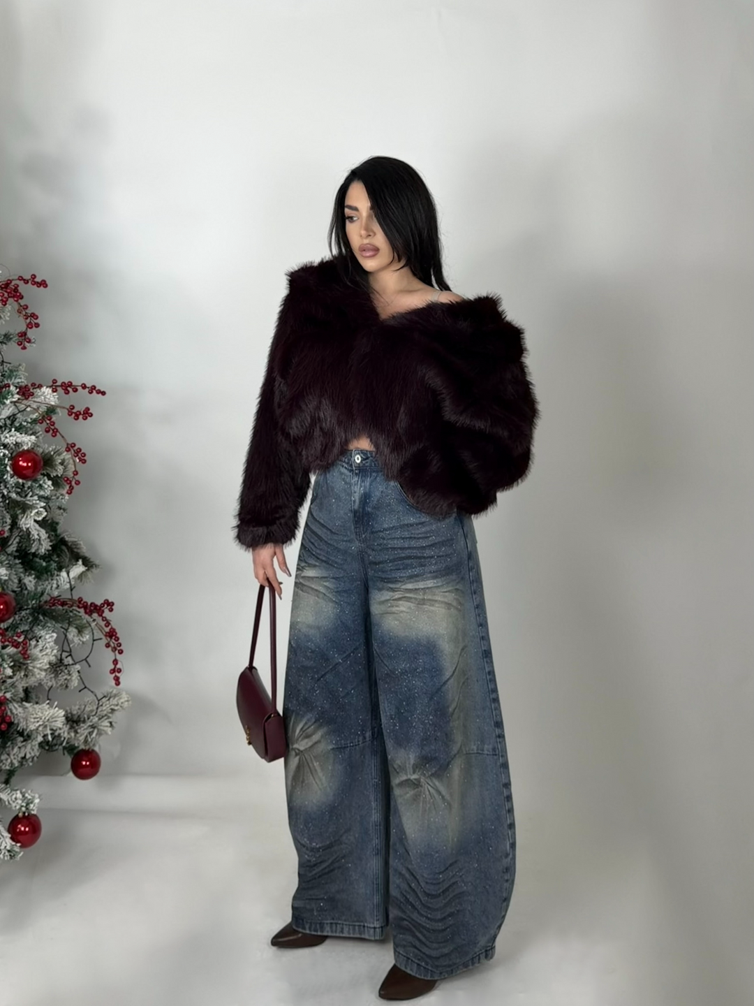 Jeans balloon con brillantini “Ice”