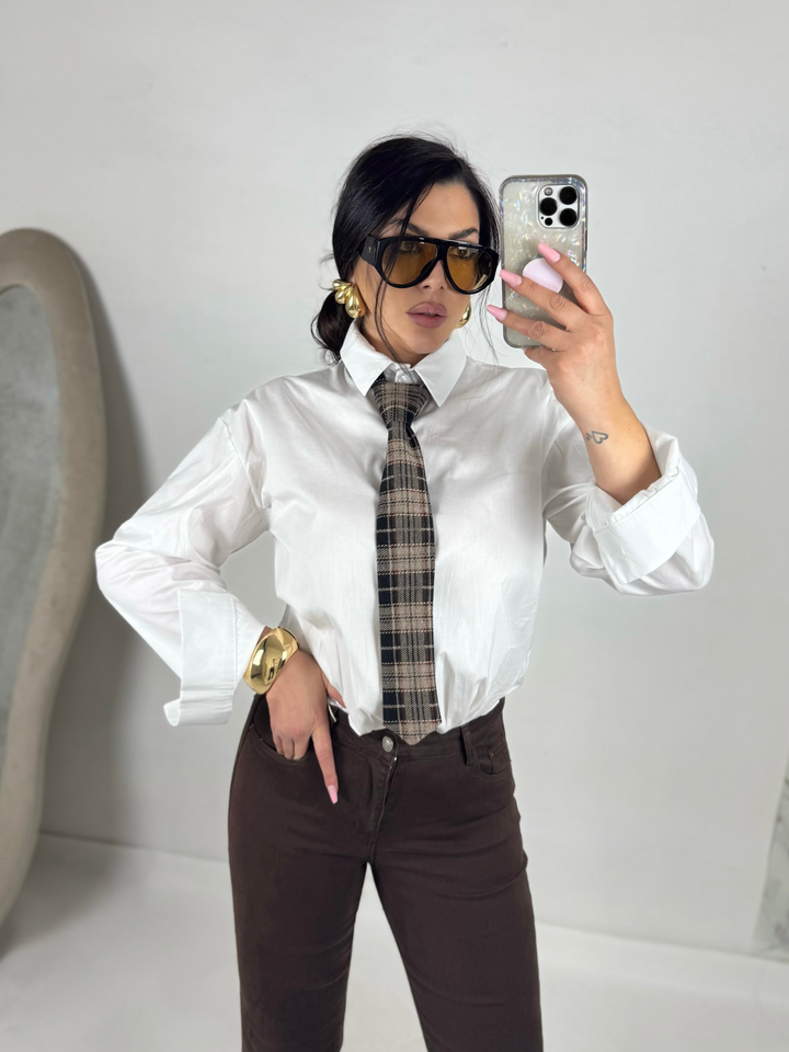 Camicia in cotone con cravatta