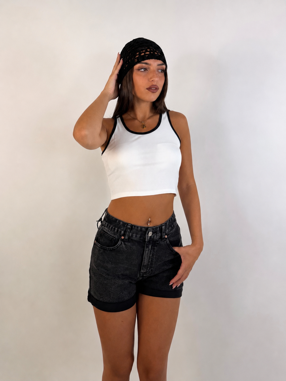 Crop top a costine “Line”