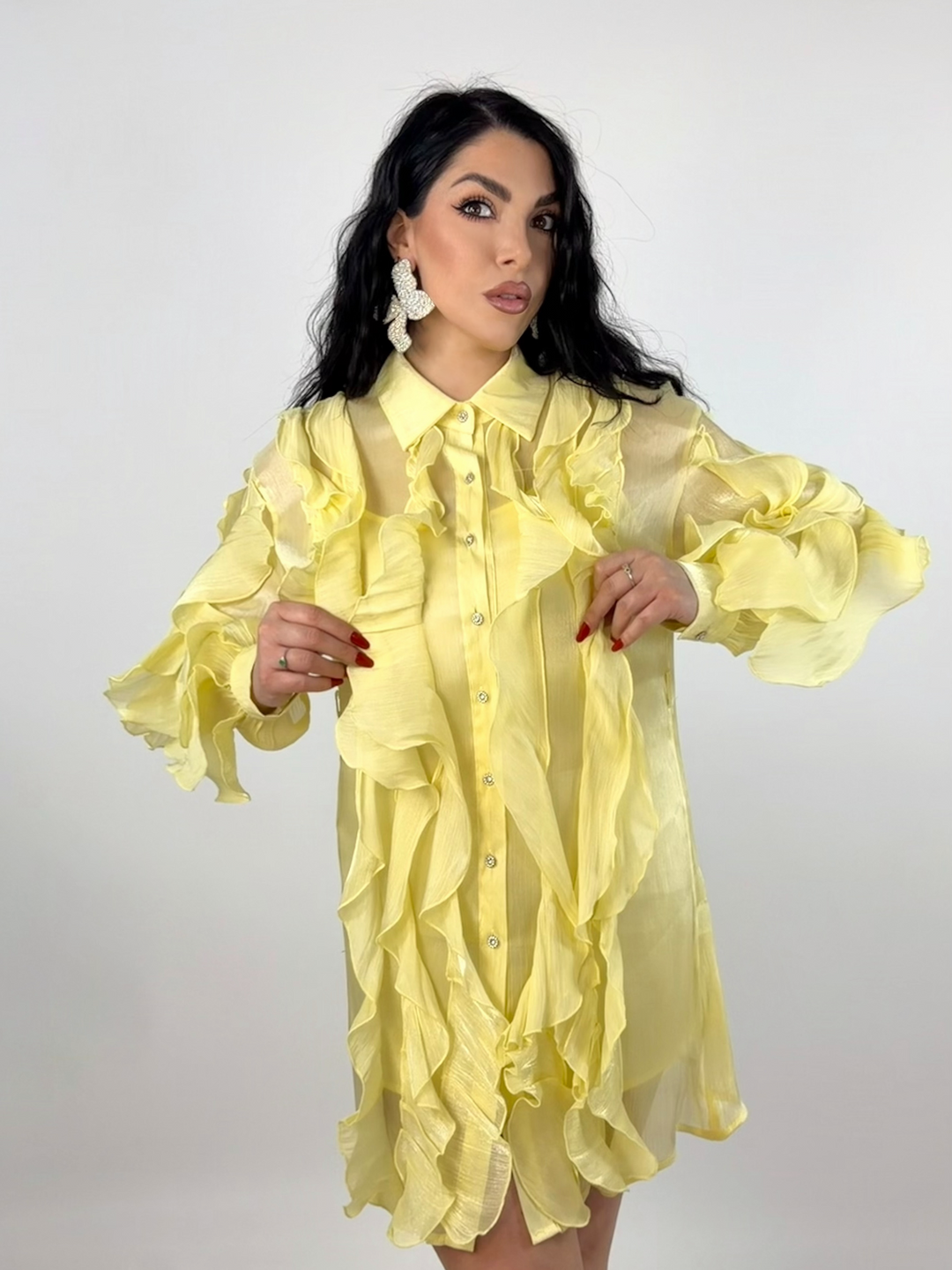 Abito con bottoni gioiello “Etherea”