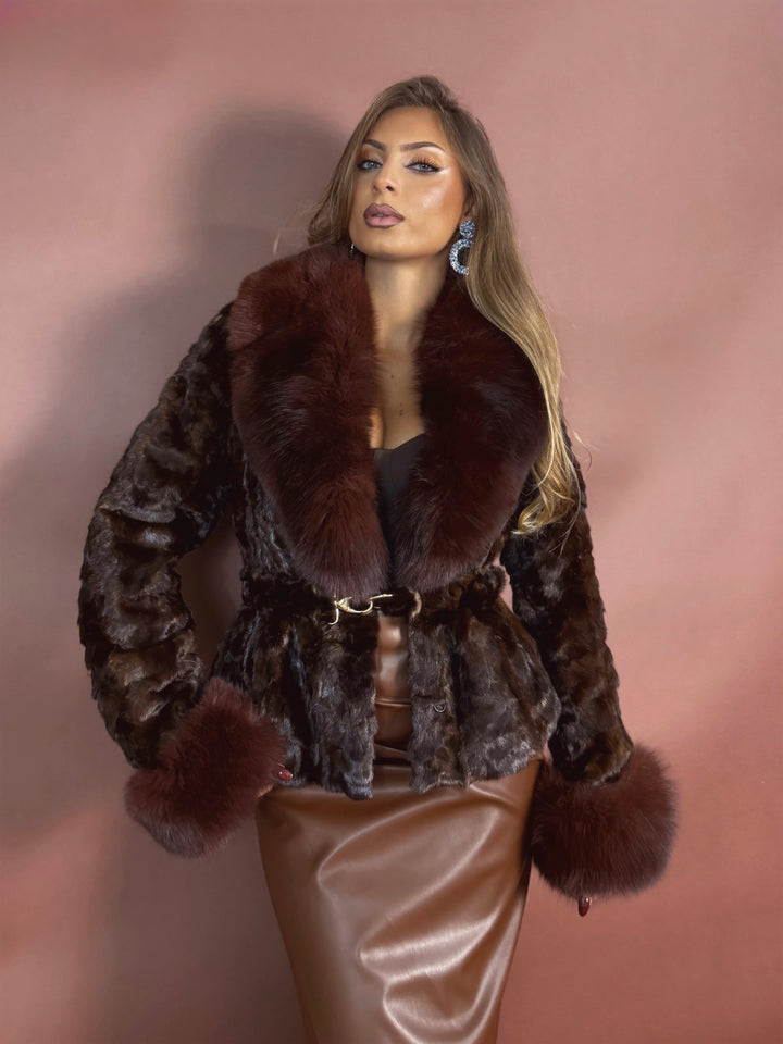 Pelliccia in visone con collo e polsi in volpe Vintage 10