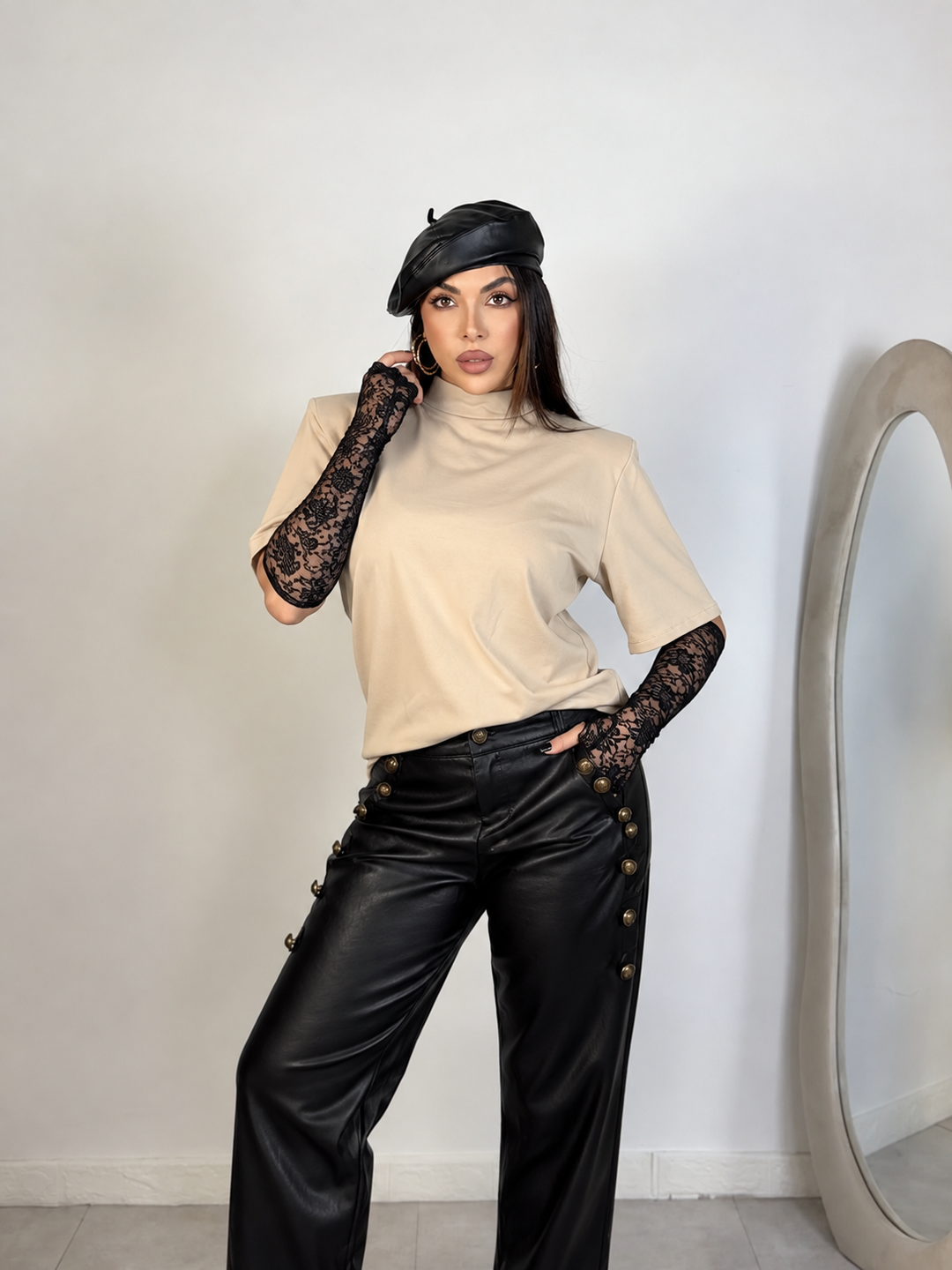 T shirt con spalline oversize JUSTWEST