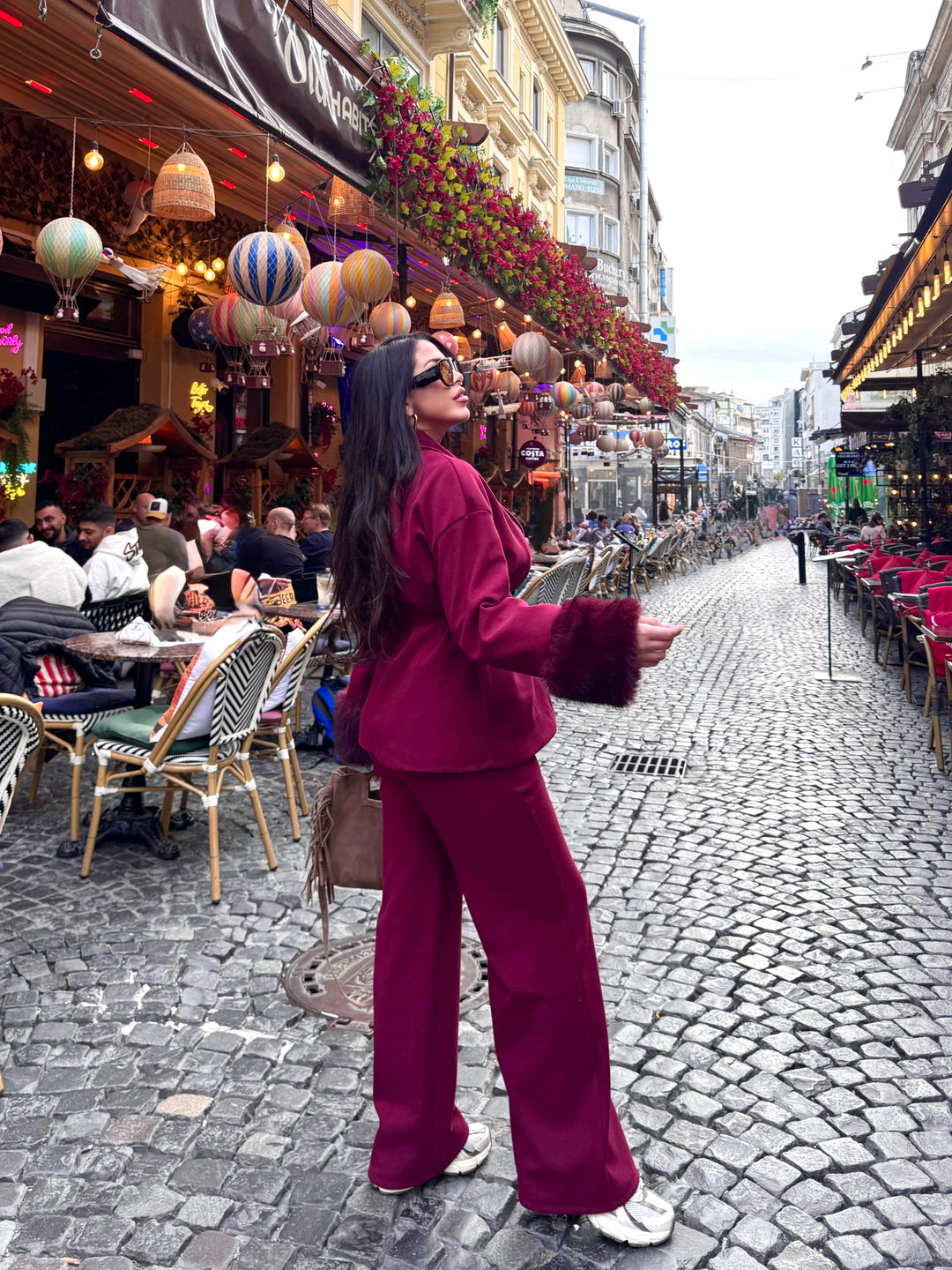 Coordinato in lana con dettagli in eco pelliccia “Bucarest”