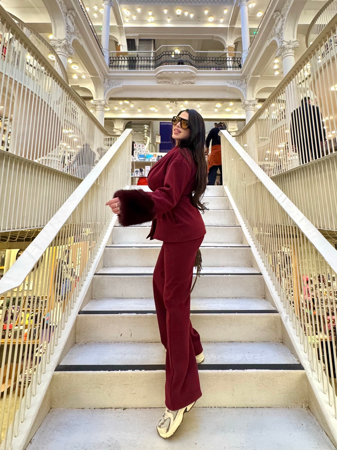 Coordinato in lana con dettagli in eco pelliccia “Bucarest”