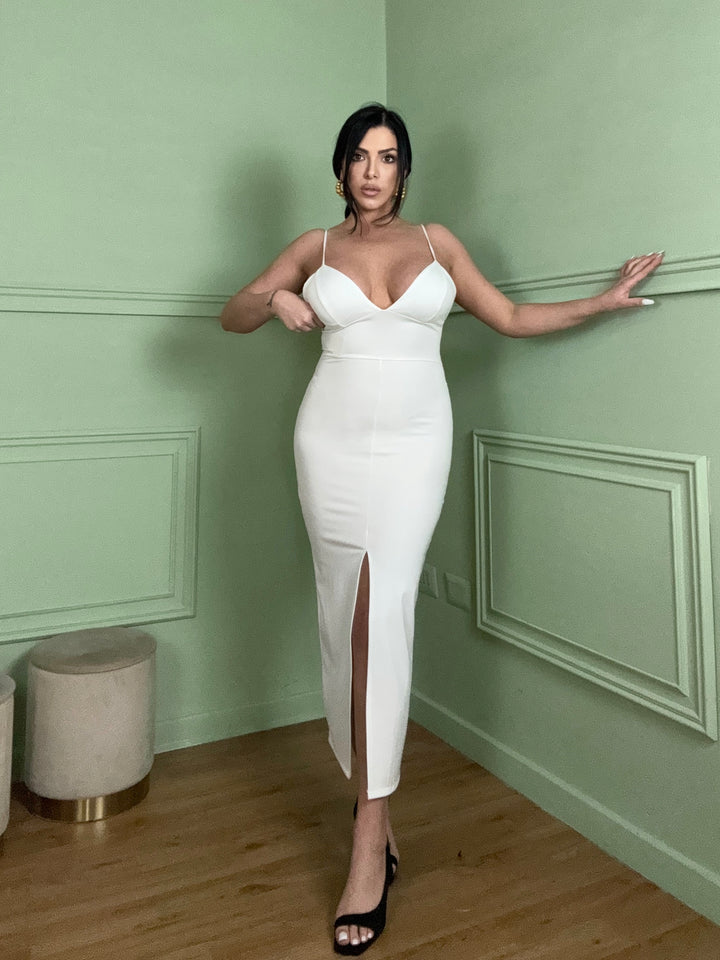 Vestido midi con copas preformadas “Erminia”