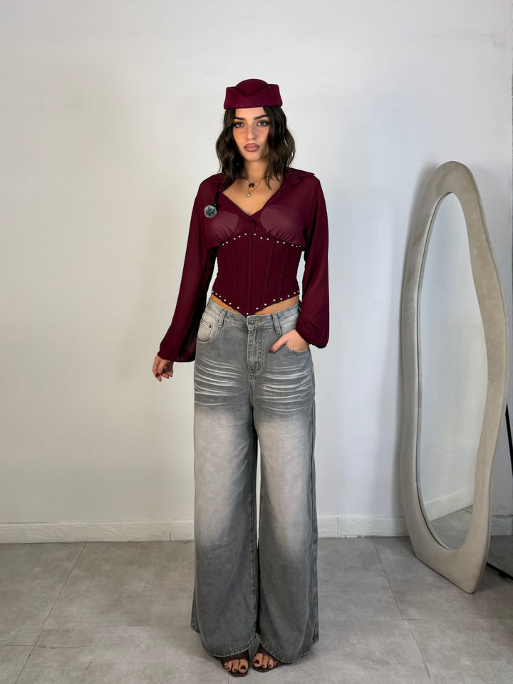 Jeans wide leg grigio “Magda”