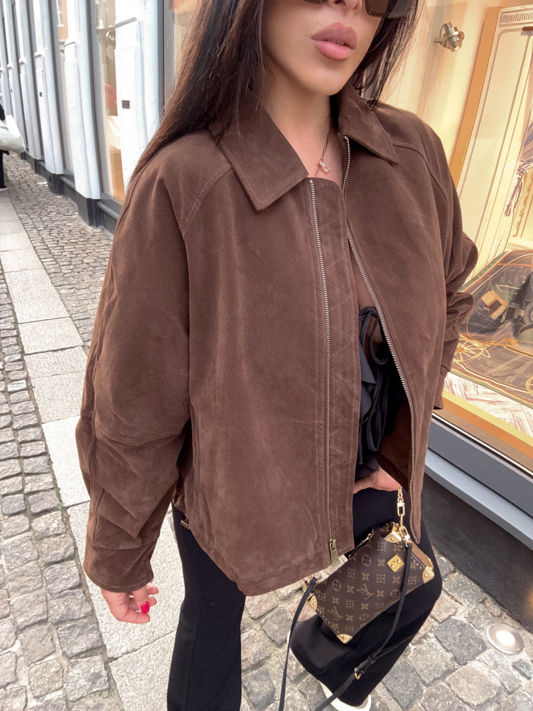 Giacca bomber effetto scamosciato “Choco”