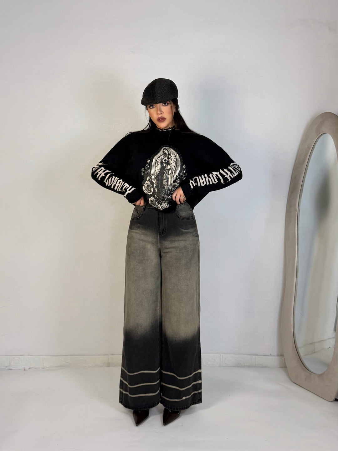 Jeans a palazzo rigidi “Noir”