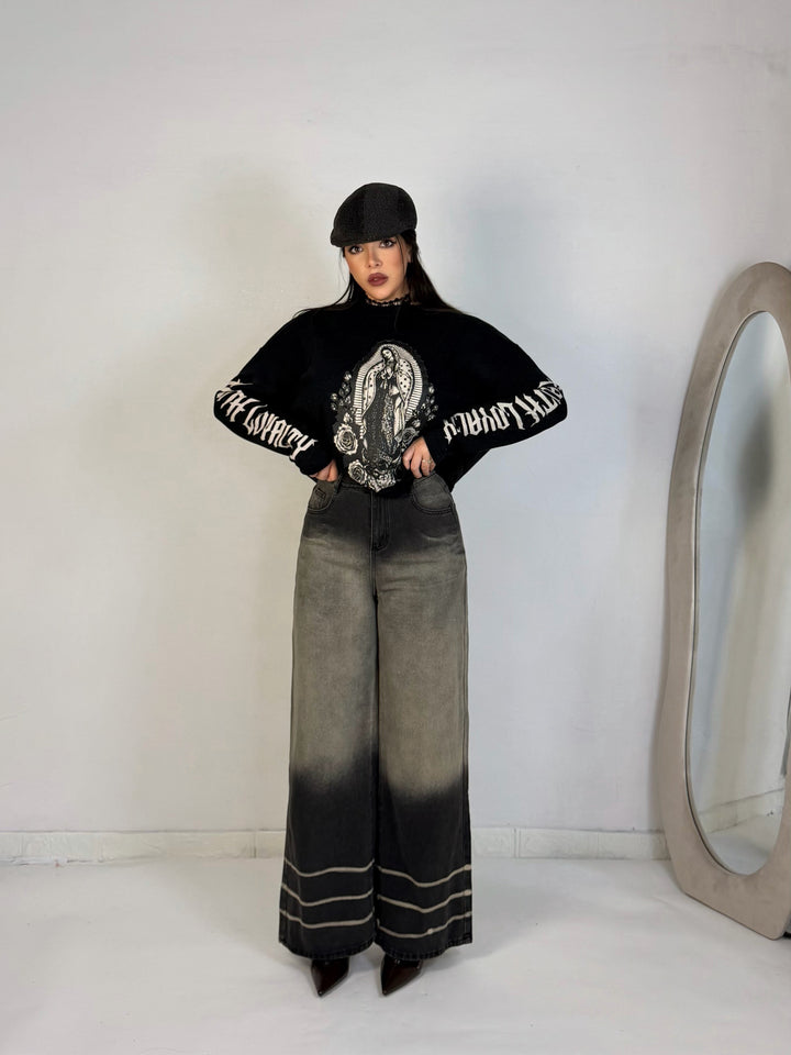Jeans a palazzo rigidi “Noir”