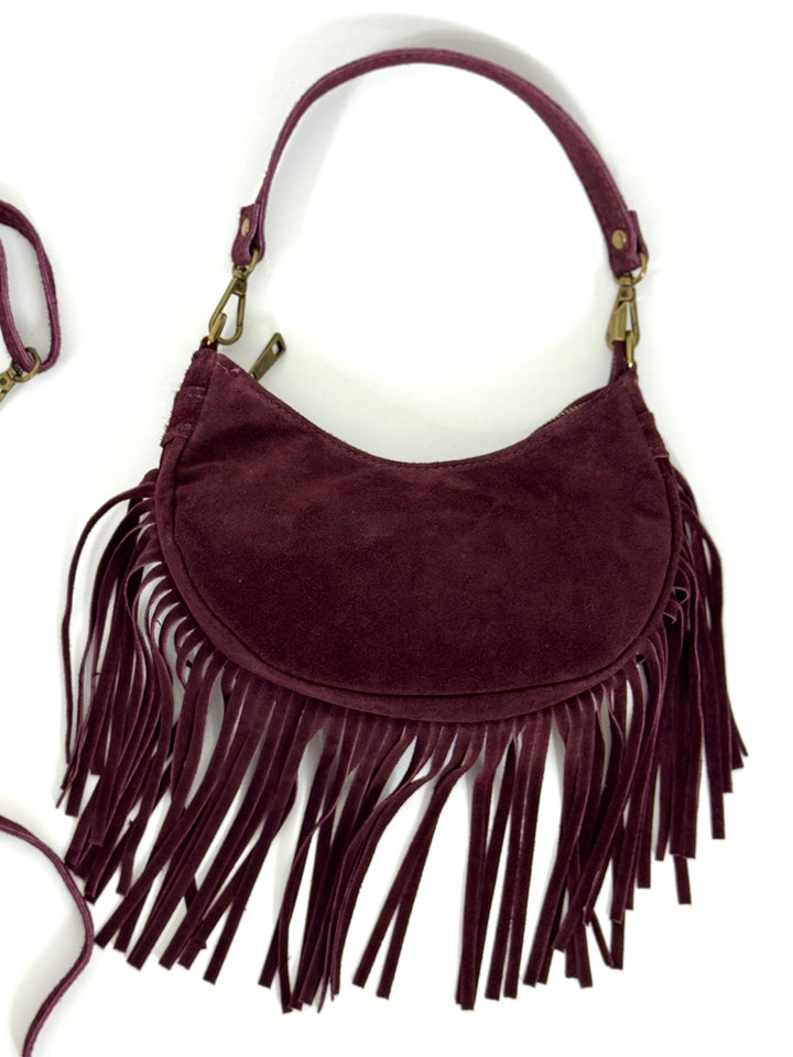 Borsa con frange in vera pelle “New York”