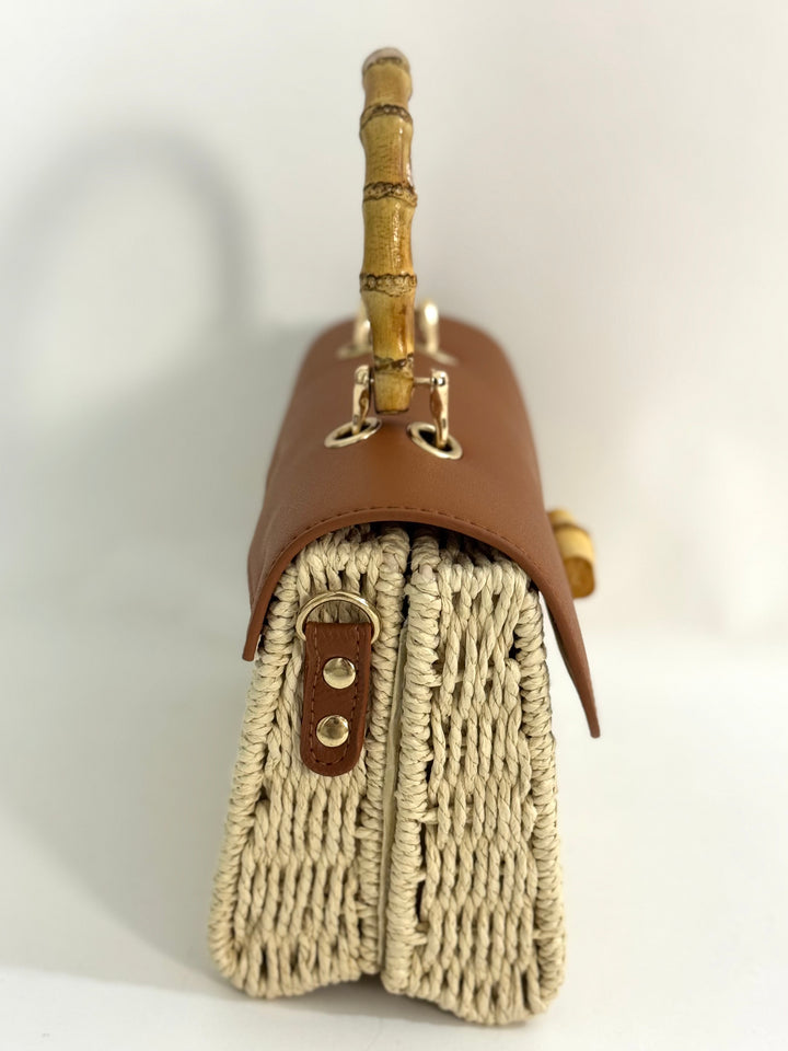 Borsa in rafia ed eco pelle “Diva”