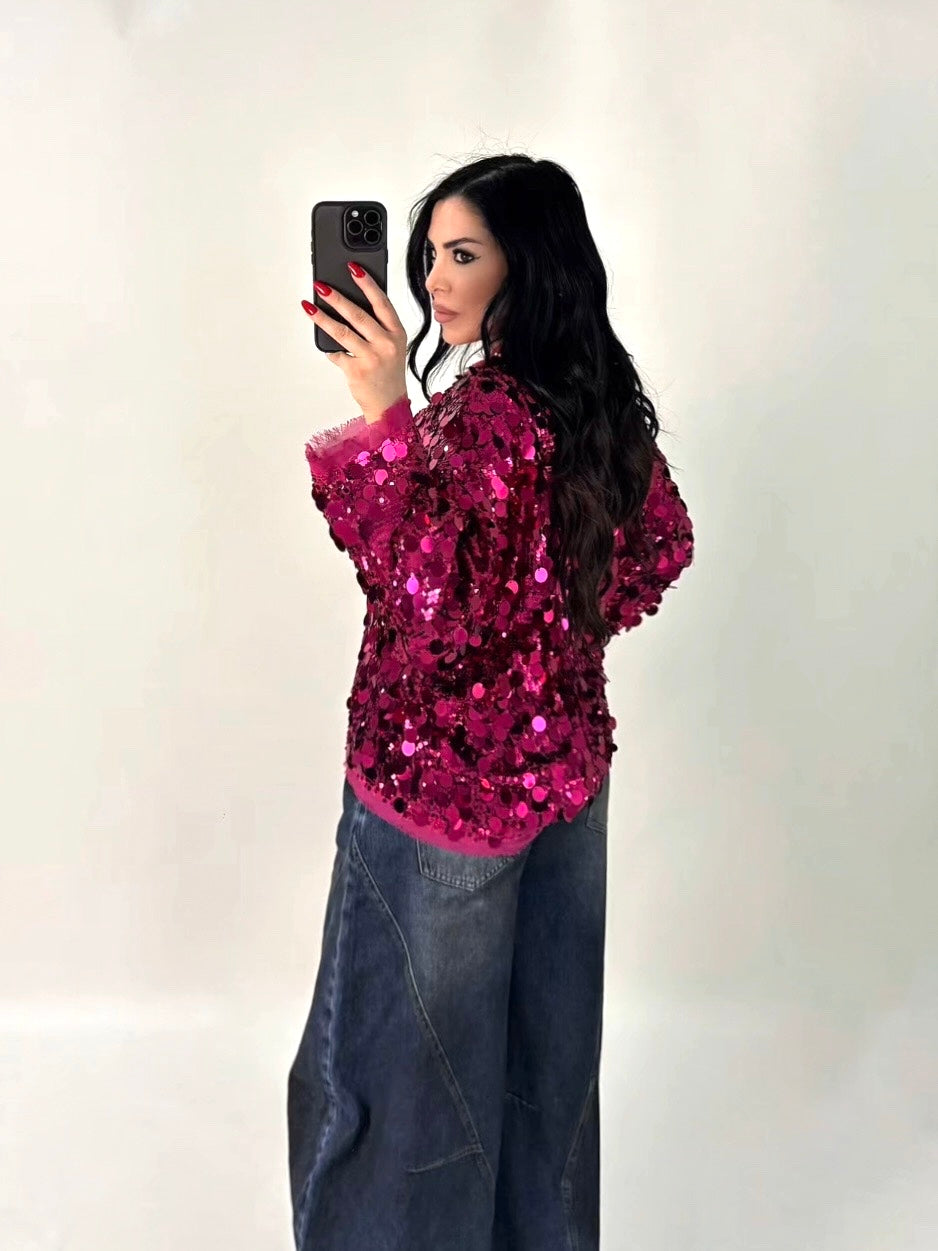 Camicia paillettes con chiusura portafoglio “Glow”