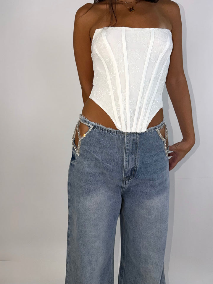 Jeans a palazzo “Crystal”