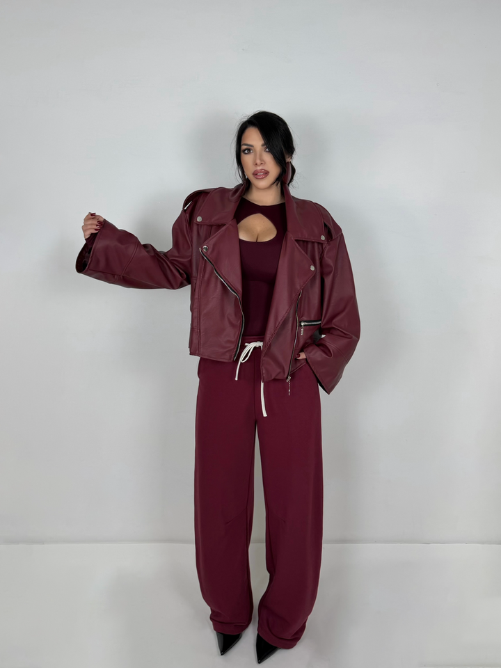 Maxi Giubbotto in eco pelle “Metropolis”