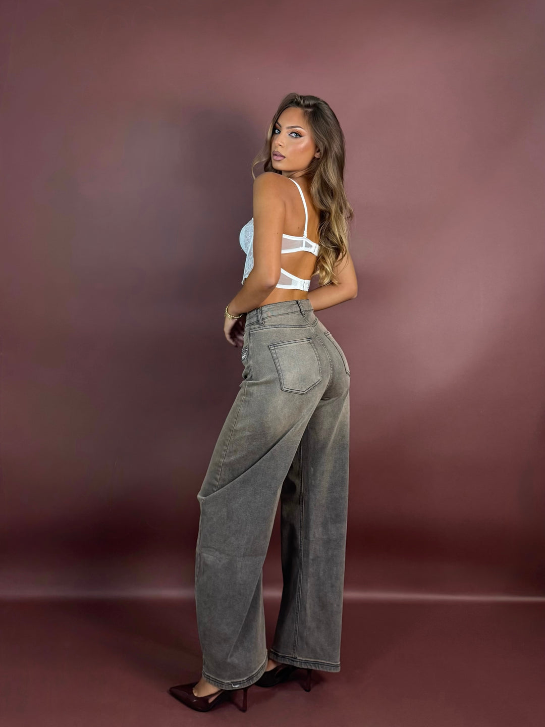 Jeans balloon con cristalli “Diamond”