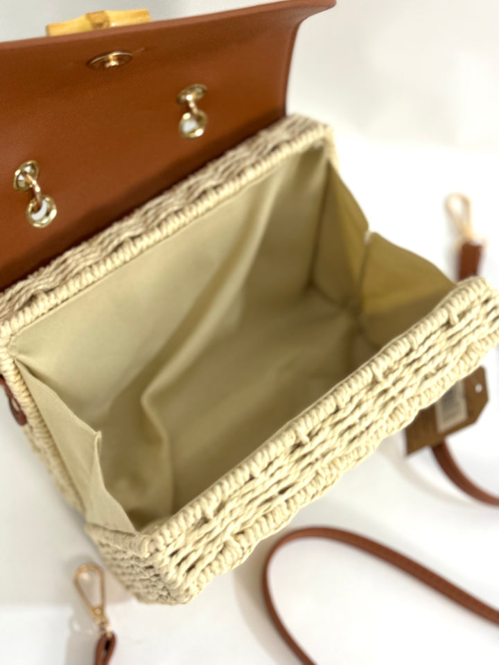 Borsa in rafia ed eco pelle “Diva”