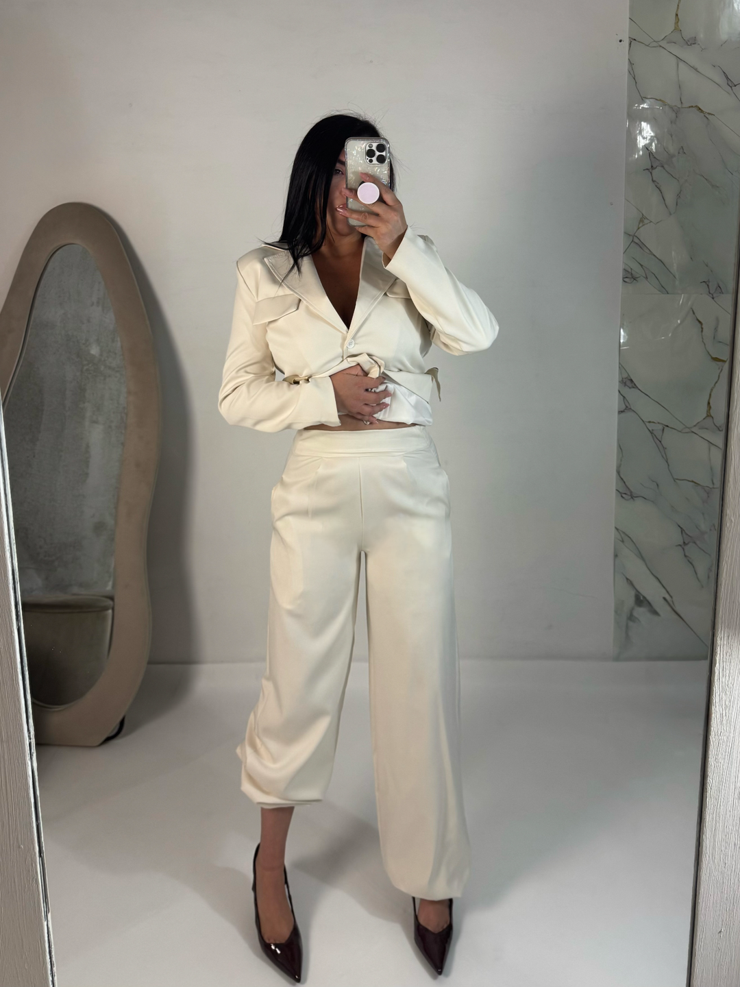 Tailleur giacca oversize e pantaloni balloon “Manila”