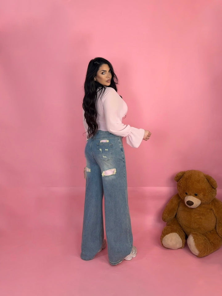 Jeans con tasca in strass "Candy"