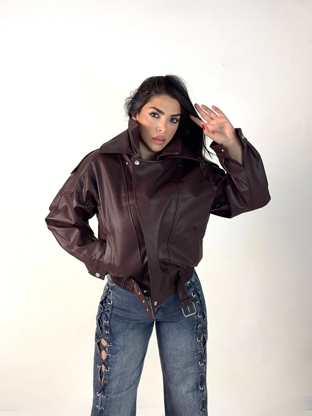 Giubbotto chiodo in eco pelle “Rebel”