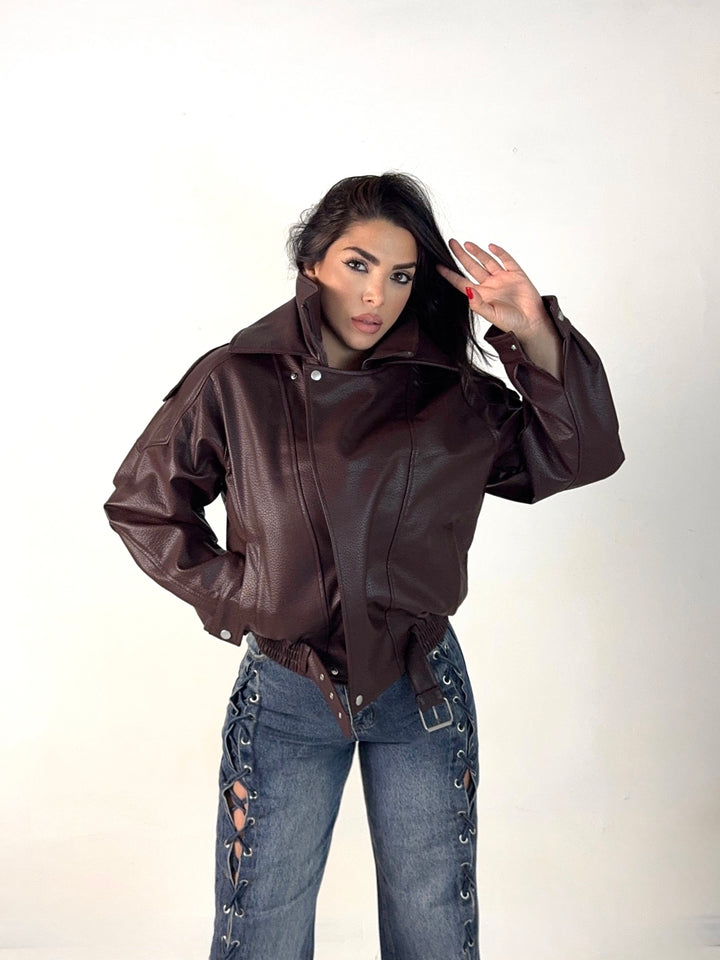 Giubbotto chiodo in eco pelle “Rebel”