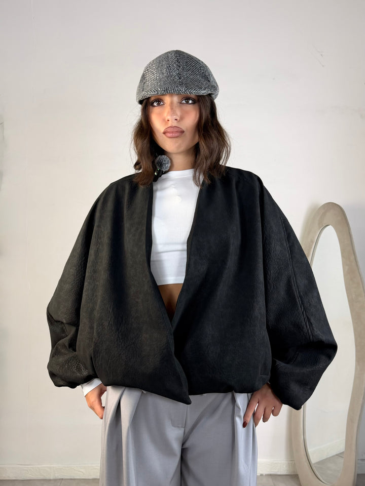 Giubbotto bomber in eco pelle matte “Lovely”