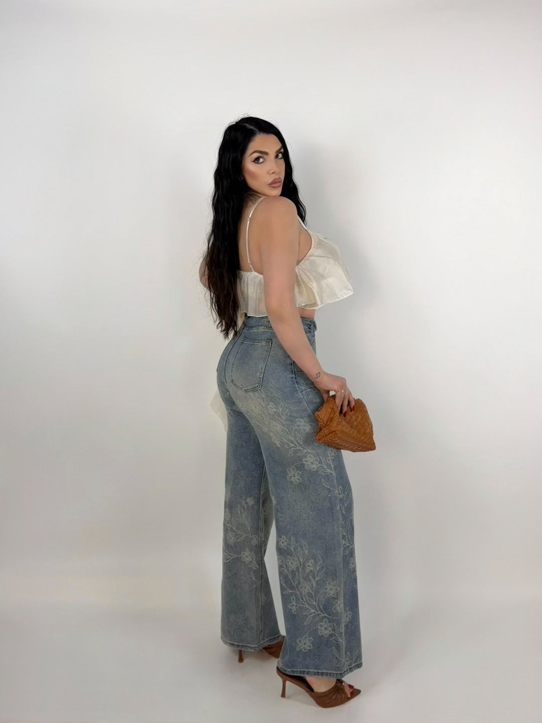 Jeans a palazzo ricamati “Daphne”