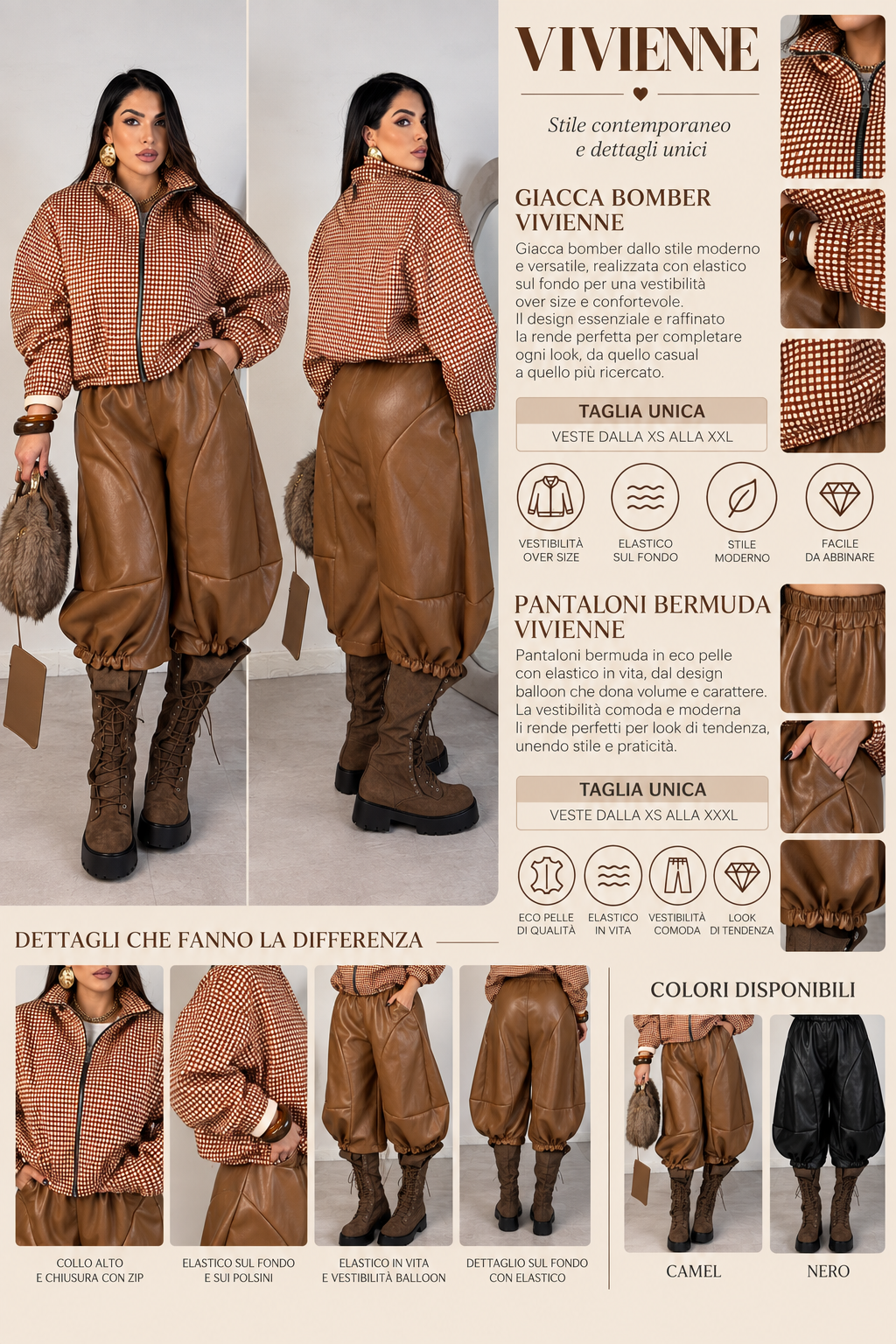 Pantaloni bermuda balloon in eco pelle “Vivienne”