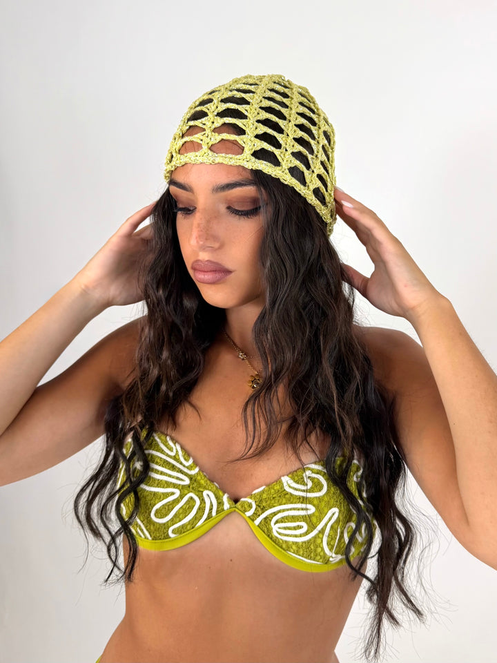 Cappello crochet in lurex