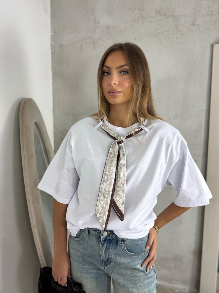 Maxi t shirt con foulard e spalline
