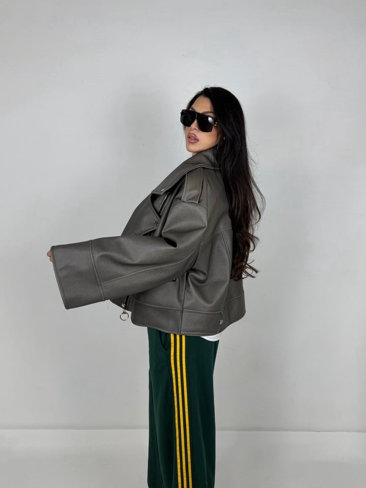 Maxi Giubbotto in eco pelle “Metropolis”