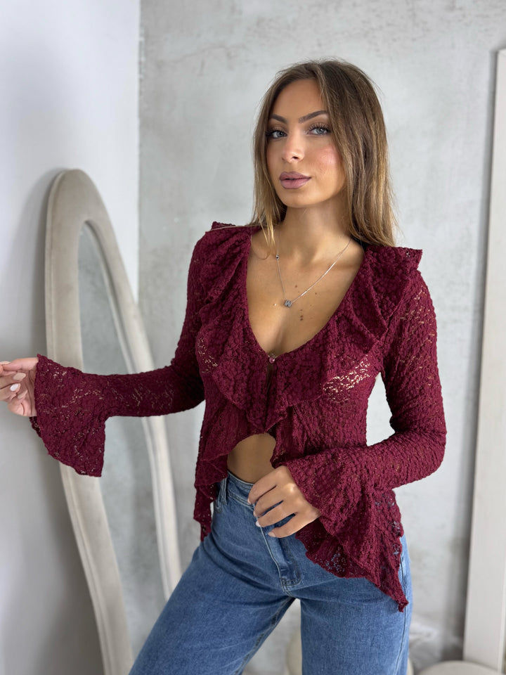 Maglia in pizzo e ciniglia “Candy”