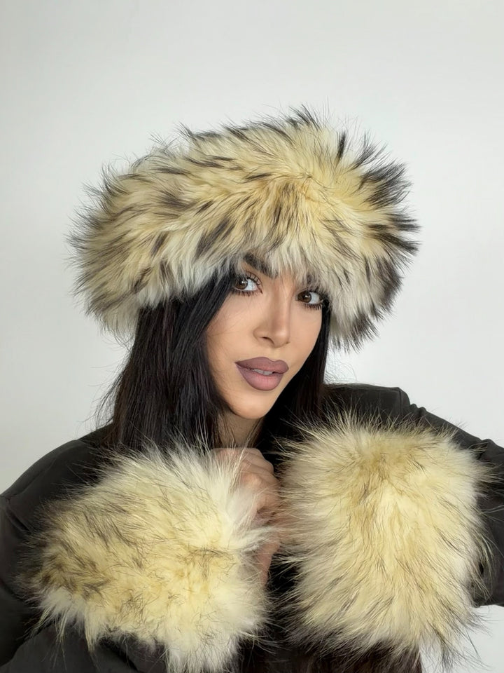 Coppia di polsini in vera pelliccia di volpe vintage  04