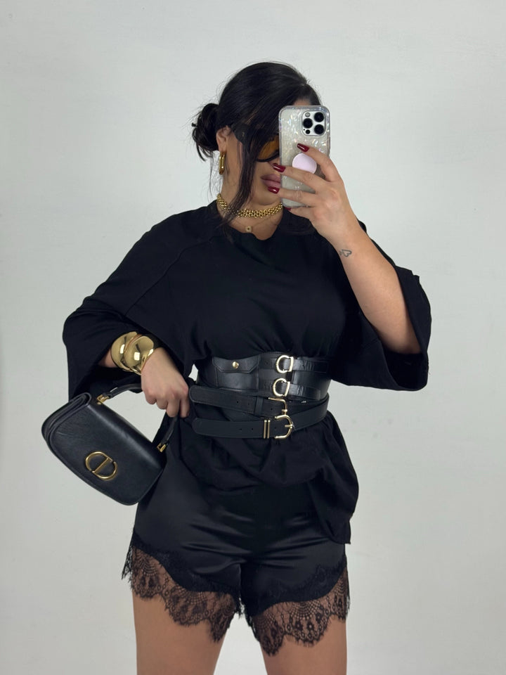 Pantaloncini in raso e pizzo “Ilary”