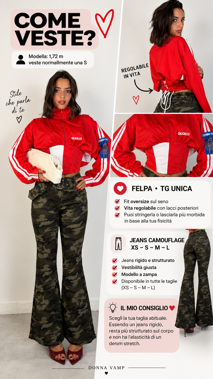 Jeans a zampa con cintura “Army”