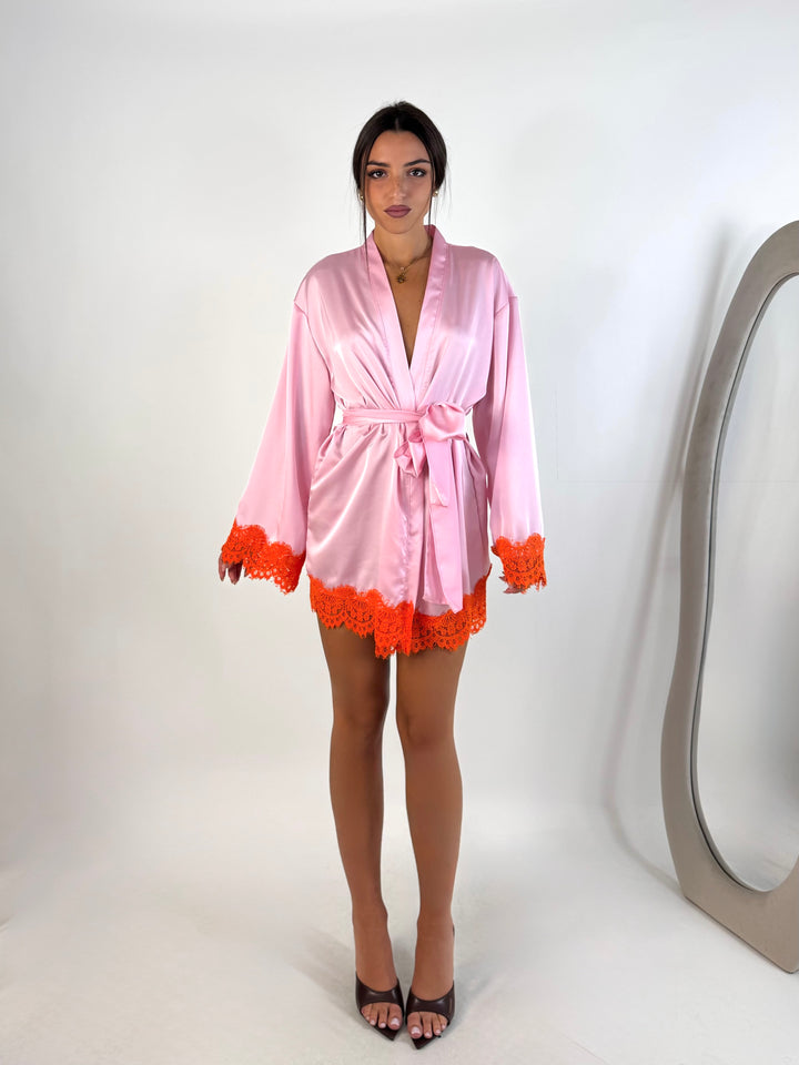 Kimono in raso e pizzo “Jessy”