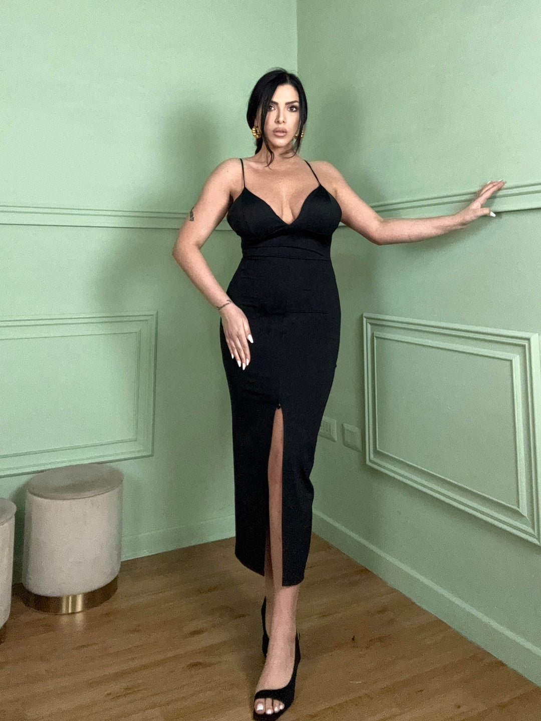 Vestido midi con copas preformadas “Erminia”