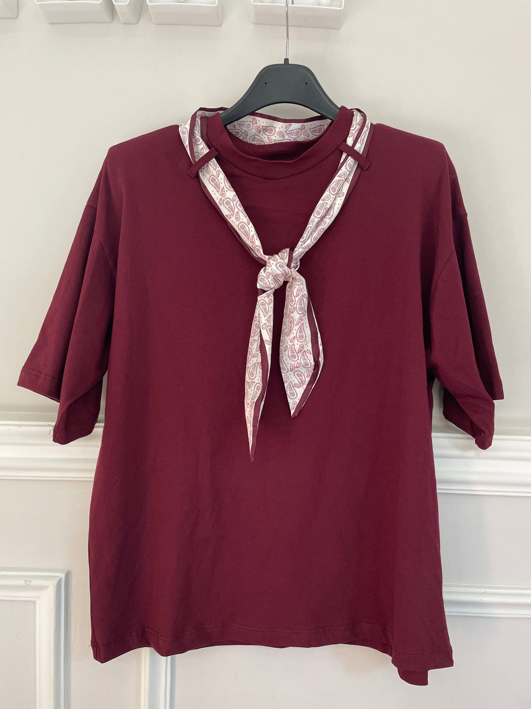 Maxi t shirt con foulard e spalline