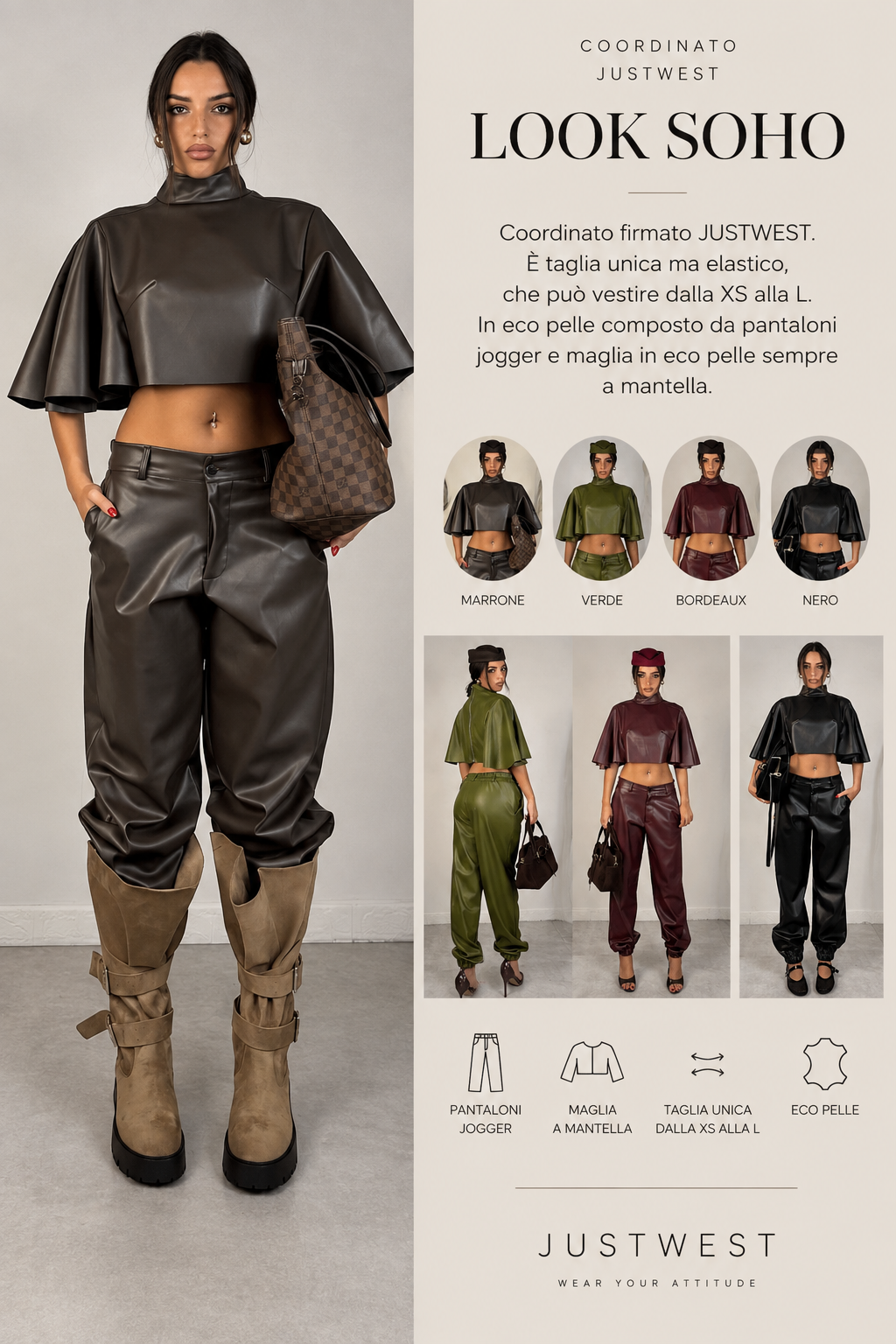 Coordinato in eco pelle JustWest “Soho”