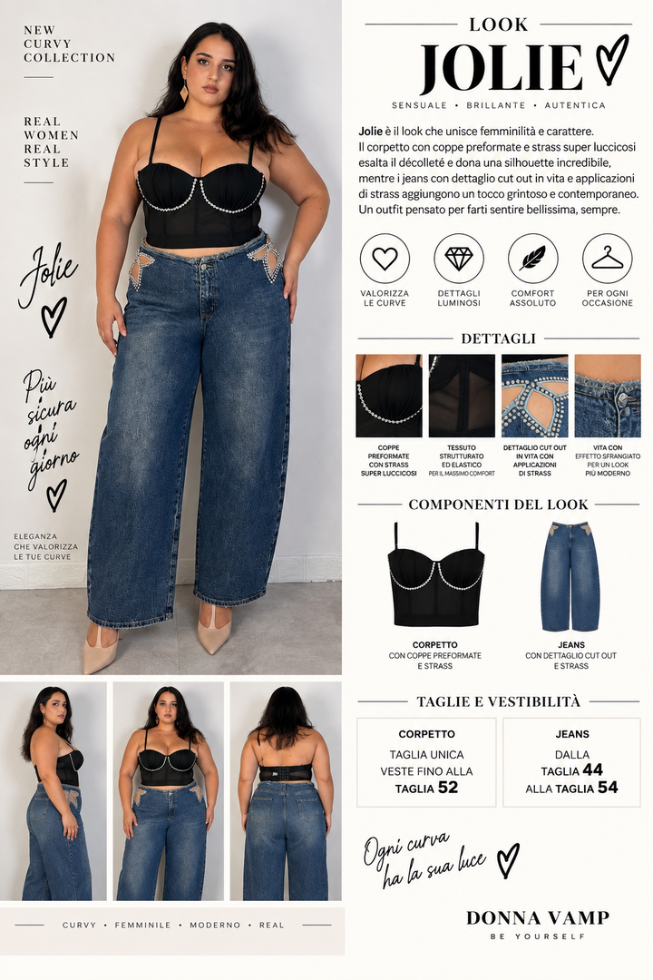 Jeans balloon con strass “Jolie”