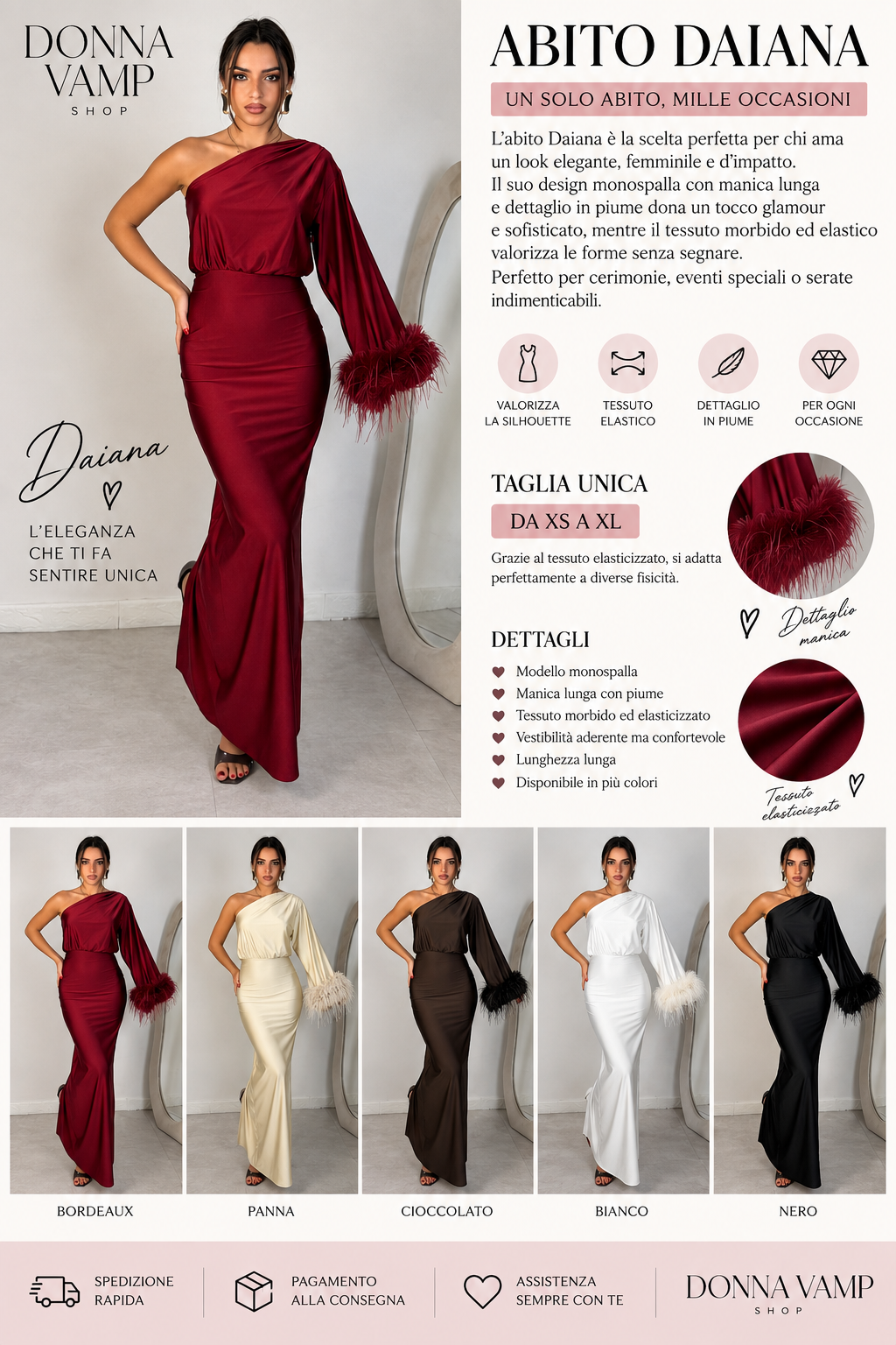 Abito con piume “Daiana”