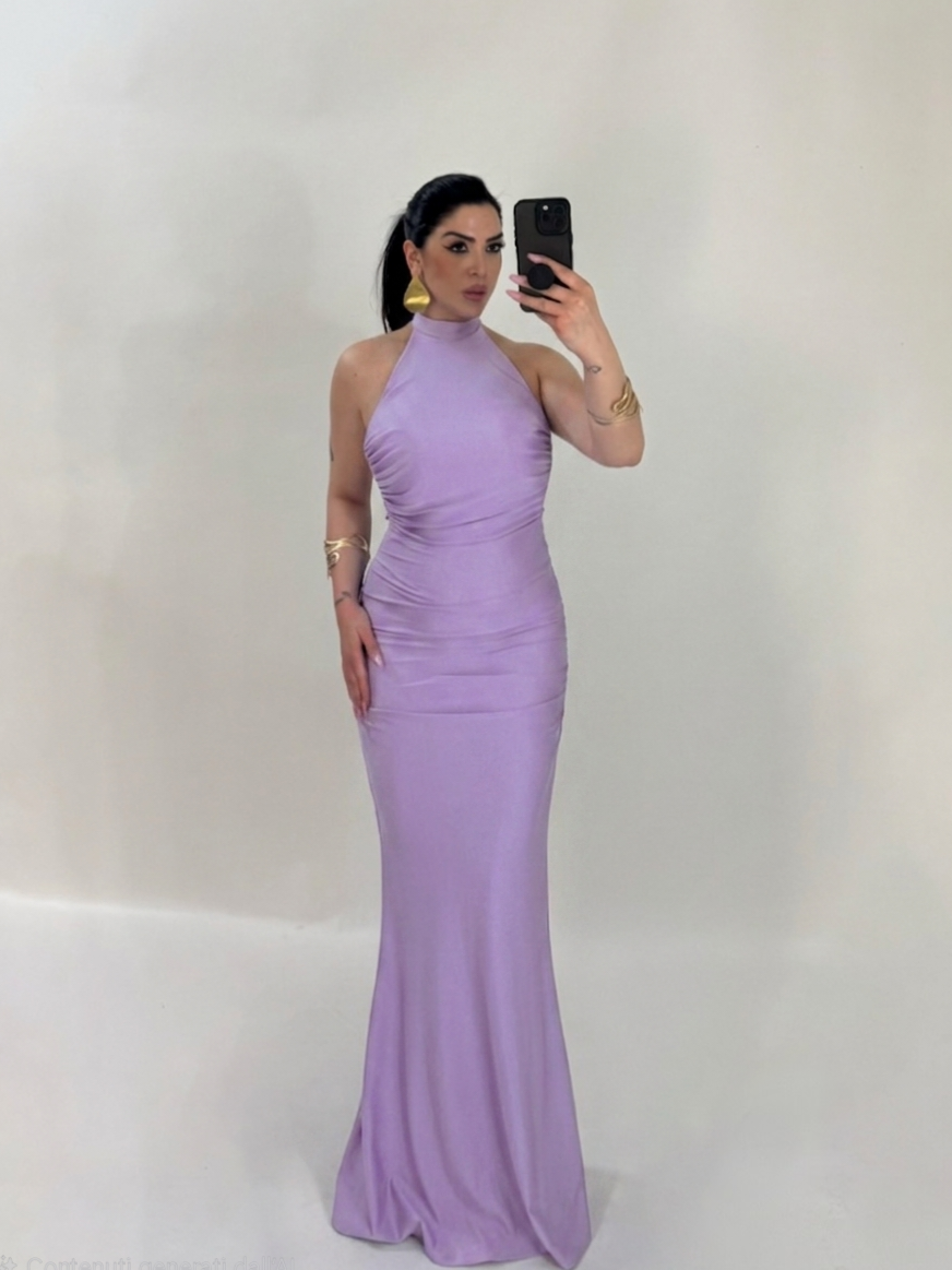 Abito lungo a sirena con scollo dietro “The Best”