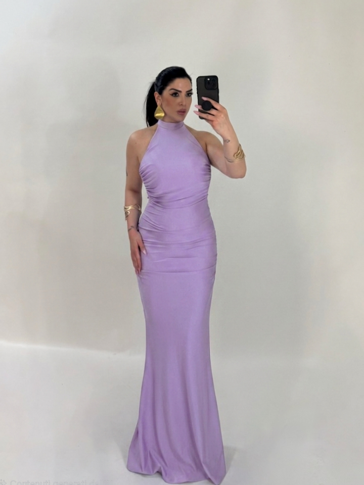 Abito lungo a sirena con scollo dietro “The Best”