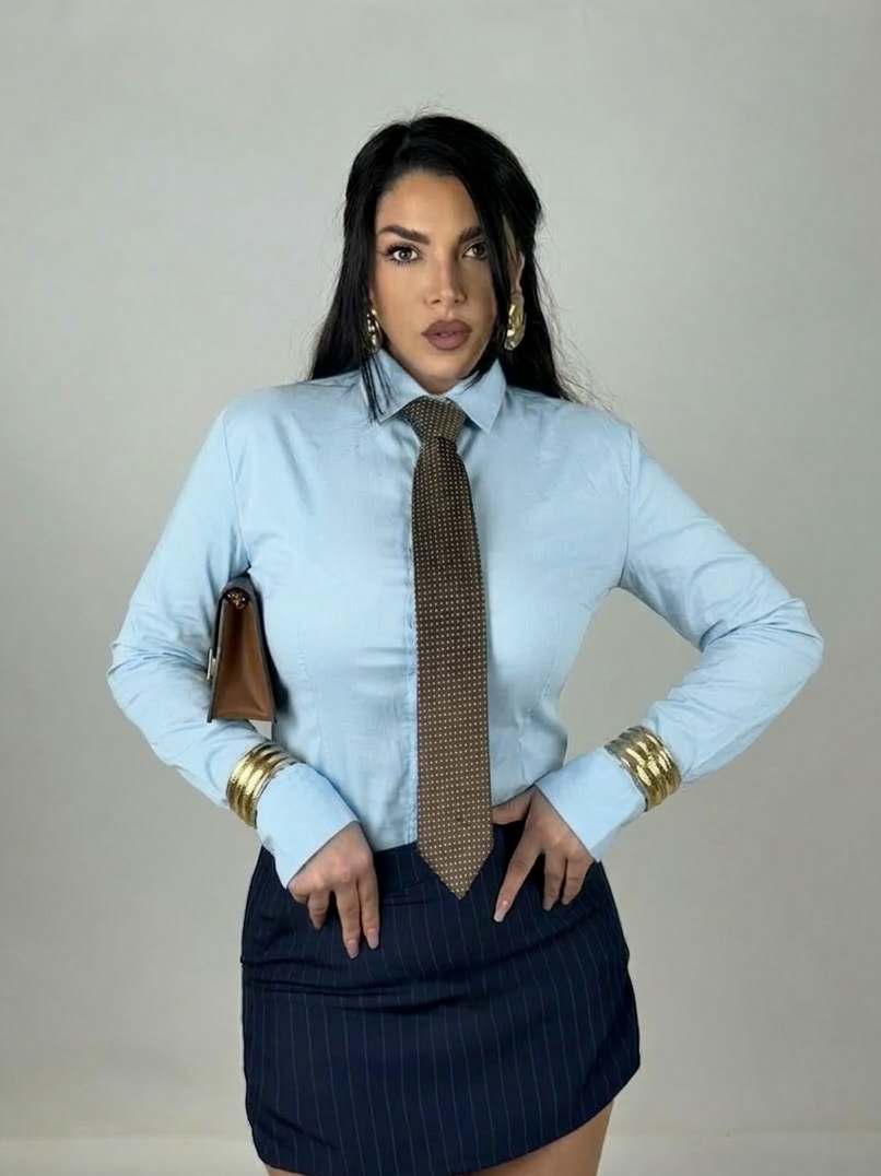 Camicia slim fit in cotone elastico “New York”